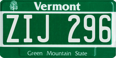 VT license plate ZIJ296