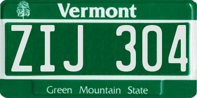 VT license plate ZIJ304