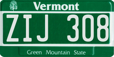 VT license plate ZIJ308