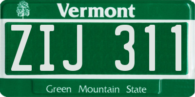 VT license plate ZIJ311