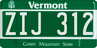 VT license plate ZIJ312
