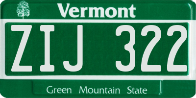 VT license plate ZIJ322