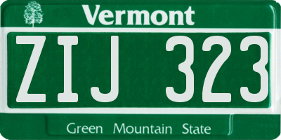 VT license plate ZIJ323