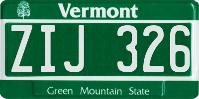 VT license plate ZIJ326