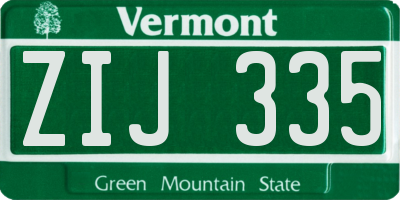 VT license plate ZIJ335