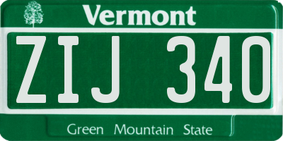 VT license plate ZIJ340