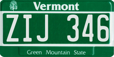 VT license plate ZIJ346
