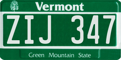 VT license plate ZIJ347