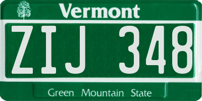 VT license plate ZIJ348