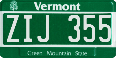 VT license plate ZIJ355