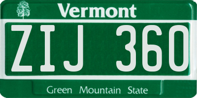 VT license plate ZIJ360