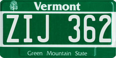 VT license plate ZIJ362
