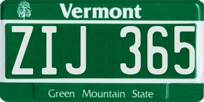 VT license plate ZIJ365