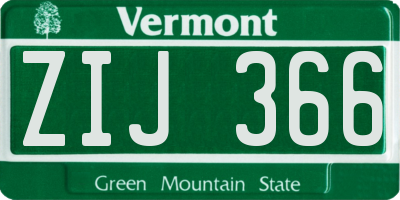 VT license plate ZIJ366