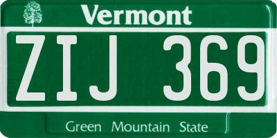 VT license plate ZIJ369