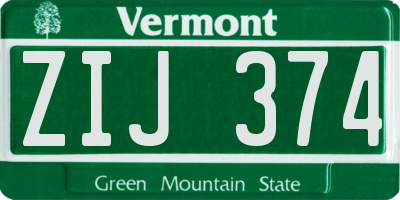 VT license plate ZIJ374