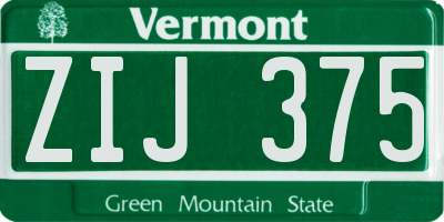 VT license plate ZIJ375