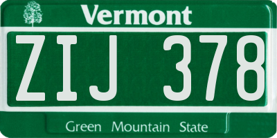 VT license plate ZIJ378