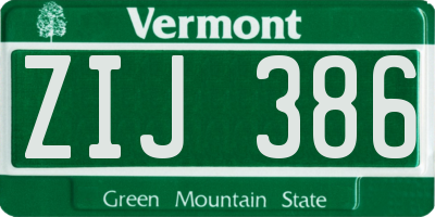 VT license plate ZIJ386