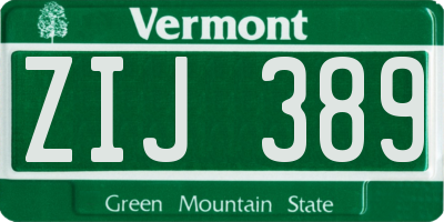 VT license plate ZIJ389