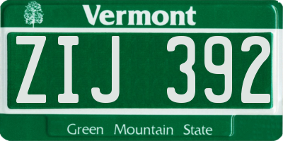 VT license plate ZIJ392