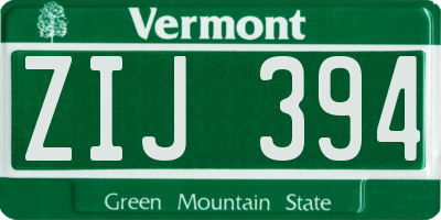 VT license plate ZIJ394