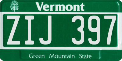 VT license plate ZIJ397