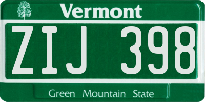 VT license plate ZIJ398