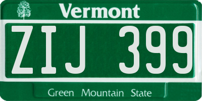 VT license plate ZIJ399