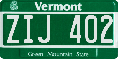 VT license plate ZIJ402