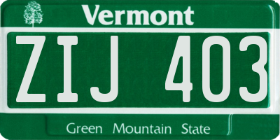 VT license plate ZIJ403