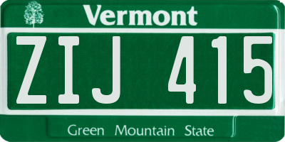 VT license plate ZIJ415