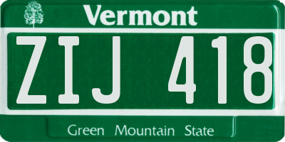 VT license plate ZIJ418