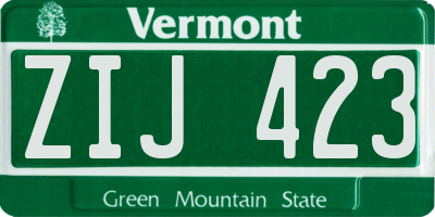 VT license plate ZIJ423