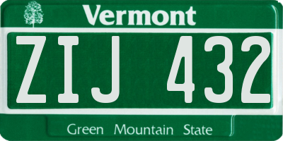 VT license plate ZIJ432