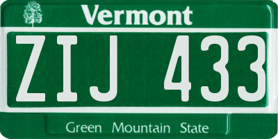 VT license plate ZIJ433