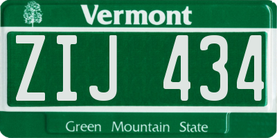 VT license plate ZIJ434