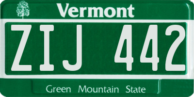 VT license plate ZIJ442
