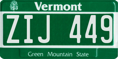 VT license plate ZIJ449