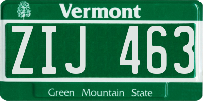 VT license plate ZIJ463