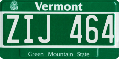 VT license plate ZIJ464