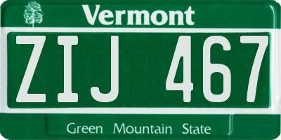 VT license plate ZIJ467