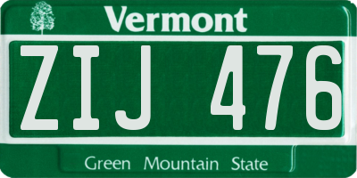 VT license plate ZIJ476