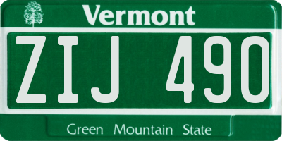 VT license plate ZIJ490