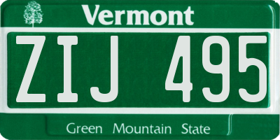 VT license plate ZIJ495