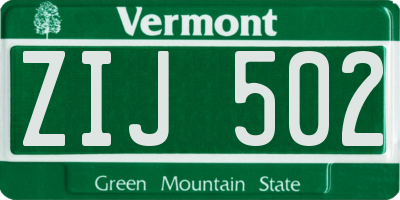 VT license plate ZIJ502
