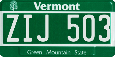 VT license plate ZIJ503