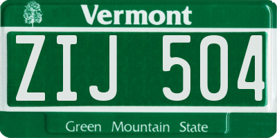 VT license plate ZIJ504