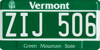 VT license plate ZIJ506