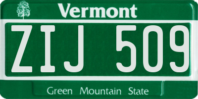 VT license plate ZIJ509